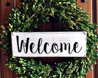 Welcome Sign | Welcome Door Sign | Door Sign | Door Hanger | Hanging Welcome Sign | Outdoor Sign | Wreath Sign | Outdoor Door Sign |
