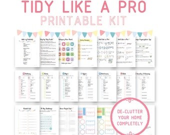 Tidy-Like-A-Pro Printable Kit, Konmari Helper, Declutter Kit, Digital, Organization Guide