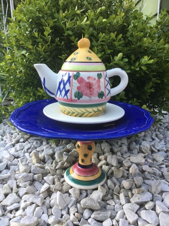 Teapot garden decor repurposed decor recycled yard art
