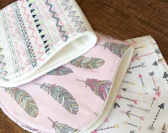 Baby Gift Girl Burp Cloth Feather Burp Cloth Tribal Burp Cloth Bamboo Burp Cloths Cotton Burp Cloth Modern burp cloths Organic