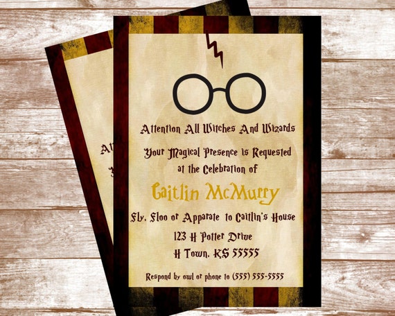 Harry Potter Birthday Invitation Digital Invite