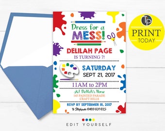 ART PARTY Invitation, Instant Download Invitations, Art and Craft Invitation, Craft Party Invitation, Painting Invitation, Art Invitation