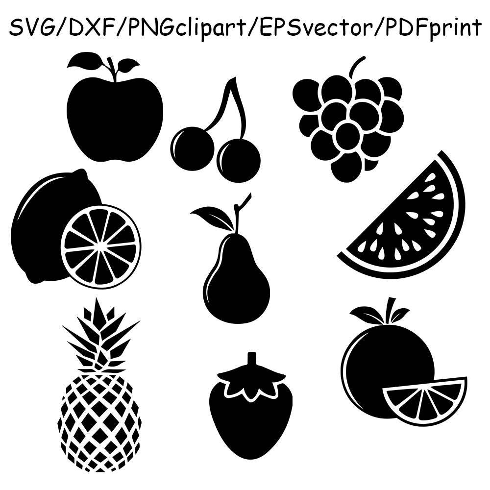 Download Fruits SVG fruit svg fruits silhouettes fruits clipart