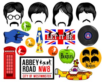 Beatles digital photo booth party props instant download