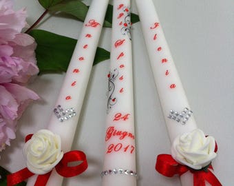 Bougies de mariage personnalisé.