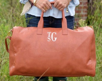 Monogram Luxe Duffel Bag- Weekender Camel