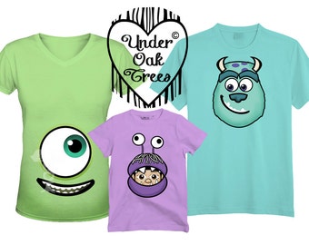 Family Monsters Inc Mike Sully and Boo T shirt Transfer Image also for Maternity - Instant Download - Printable - for Costume or Disney Trip