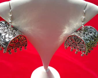 Oxidized Silver Jhumka Earrings, Jumbo Jhumka Earrings, Ethnic Earrings, Traditional Earrings