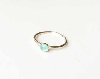 Light aqua blue chalcedony 925 sterling silver ring
