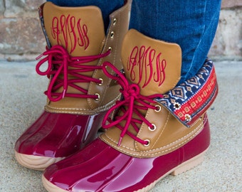 Red Duck Boots w/ Monogram, Red Rain Boots, Rainwear, Birthday Gift, Gifts For Her, Graduation Gift, Personalized Rainwear, Red, Duck Boots