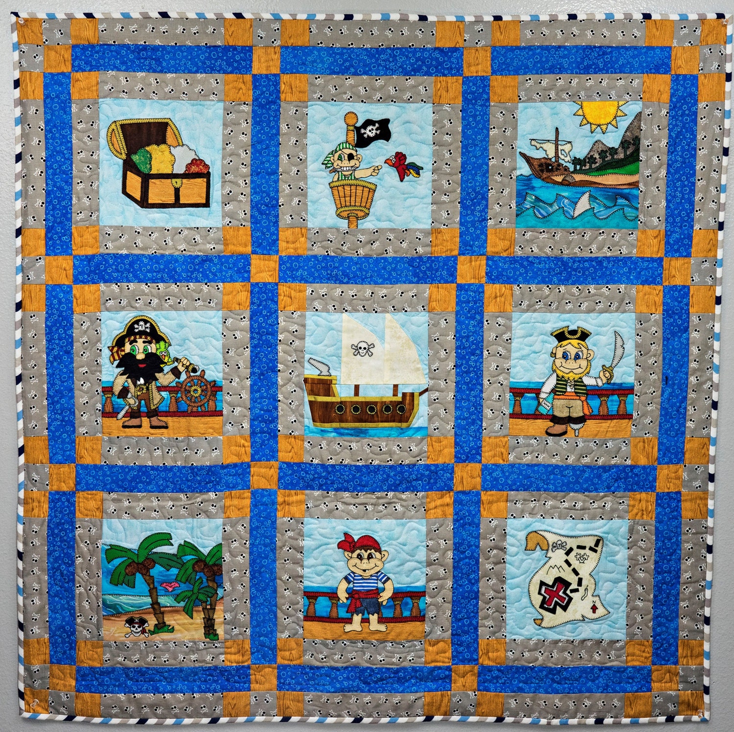 Pirate PDF Applique Quilt Pattern Paper Pieced Pirate Ship