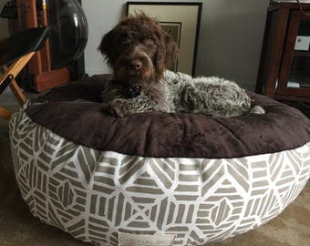 Luxury Pet Bed, Aztec Pet Pouf, Furniture for Dog or Cat, Round Pet Beds, Cat Bed, Dog Bed, Washable Pouf Cover, Small Medium Large Poufs