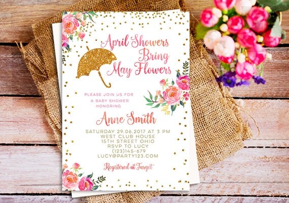 April Showers Bring May Flowers Baby Shower Invitation