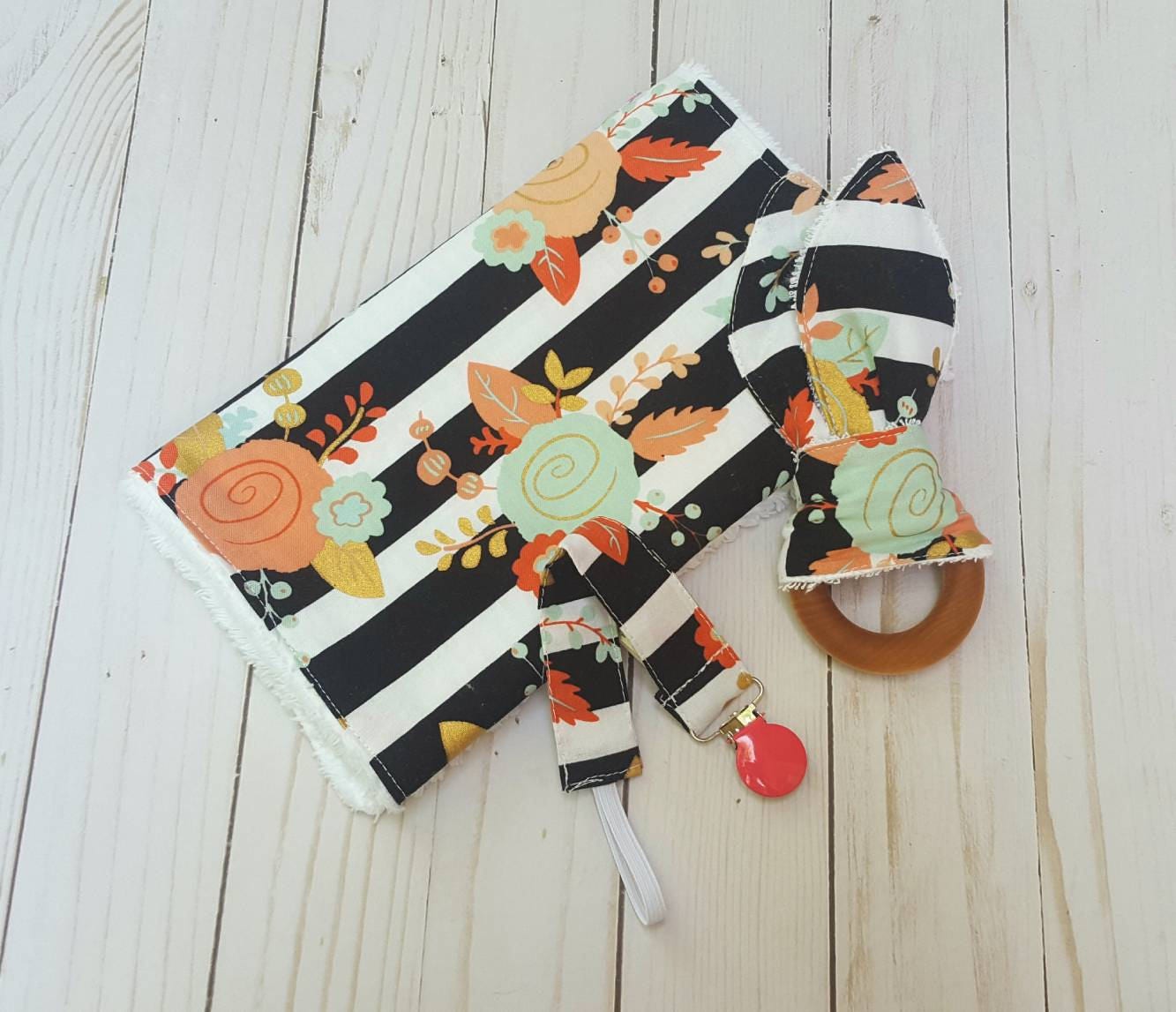 Burp cloth and teething ring gift set burpcloth baby