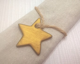 Gold wedding favours, gold stars, wedding decor, star tags, clay tags, gift tags, wedding favors, napkin rings.