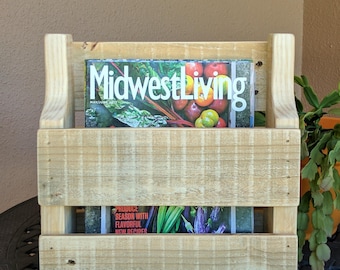 Unfinished Magazine Rack made from Rustic Reclaimed and Repurposed Pallet Wood
