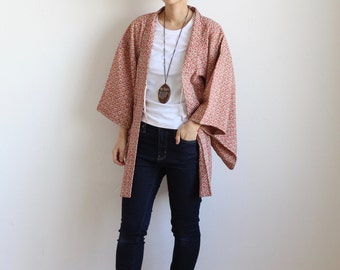 floral japanese kimono jacket, Haori, kawaii clothing, flower kimono, haori jacket, cardigan kimono, kimono robe, Japanese clothing /878