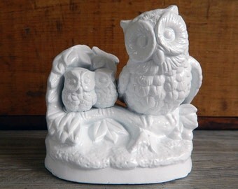 Vintage Owl Figurine, Vintage Owl Statue, Modern Owl Statue, White Owl Figurine, Ceramic Owl