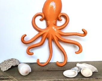 Octopus Necklace Hooks - Choose Your Color - Wall Necklace Holder - Octopus Bathroom Decor - Wall Jewelry Hooks - Steampunk Octopus Decor