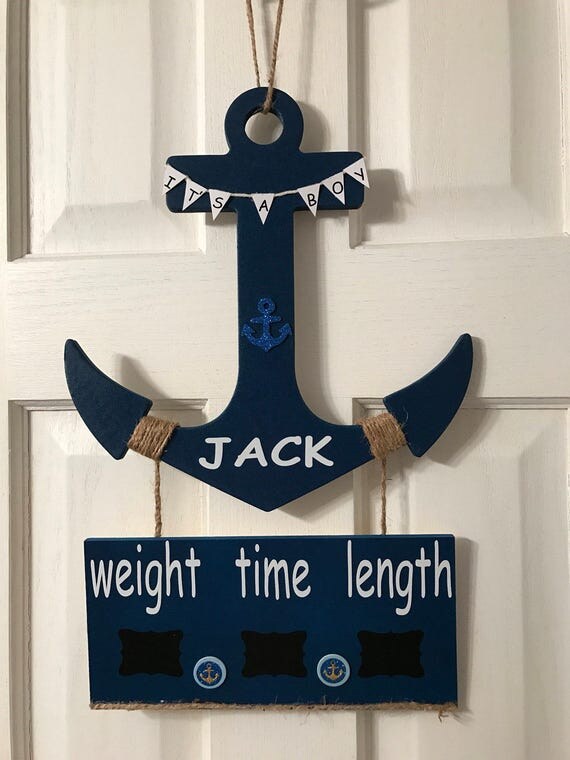 It's a boy anchor baby hospital door hanger nursery