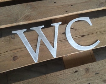 aluminum scratched WC letters sign WC metal letters Any letter cut of metal Any number Custom sign wall letters home decor house numbers
