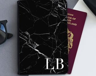 Black Marble Passport Cover | Personalized Passport Cover Holder | Custom passport holder | Marble passport wallet| Passport Gift