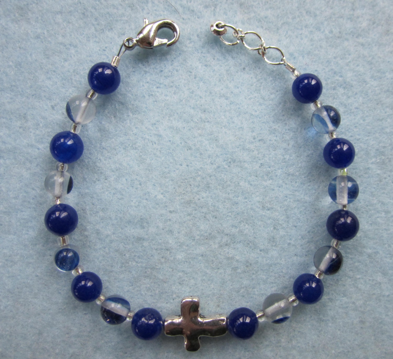 Christian Blue Bracelet Blue Cross Bracelet Blue Religious
