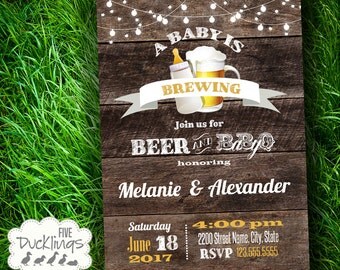 Printable Baby is brewing Invitation, Rustic Invitation, baby shower invite, Printable Digital Invitation, B259