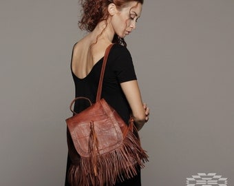 Leather Backpack, Shoulder bag, boho leather backpack, festival backpack, moroccan leather, boho bag