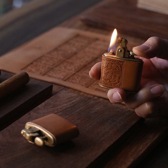 Personalized vintage lighter A with wood gift box custom