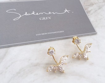 Marquise Crystal Jacket Earrings - Earring Jacket - Ear Jacket - minimal earring climber - wedding earrings - bridesmaids earrings