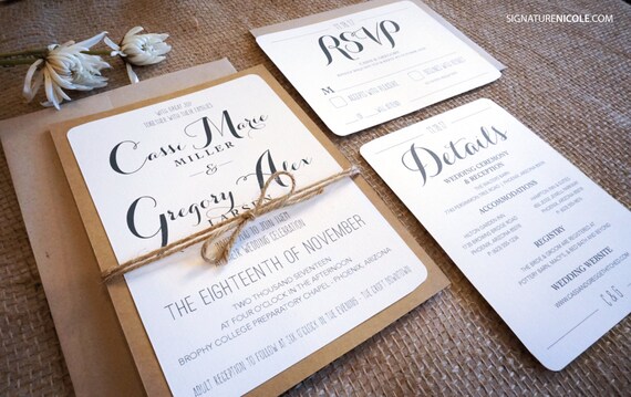 Rustic Wedding Invitation With RSVP And Detail Cards Rustic Wedding Invitation With RSVP And Detail Cards
