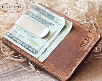 Leather Money Clip Wallet, Money Clip wallet, Money Clip, Leather card holder, card wallet, Cash Money Clip, Minimalist wallet ~