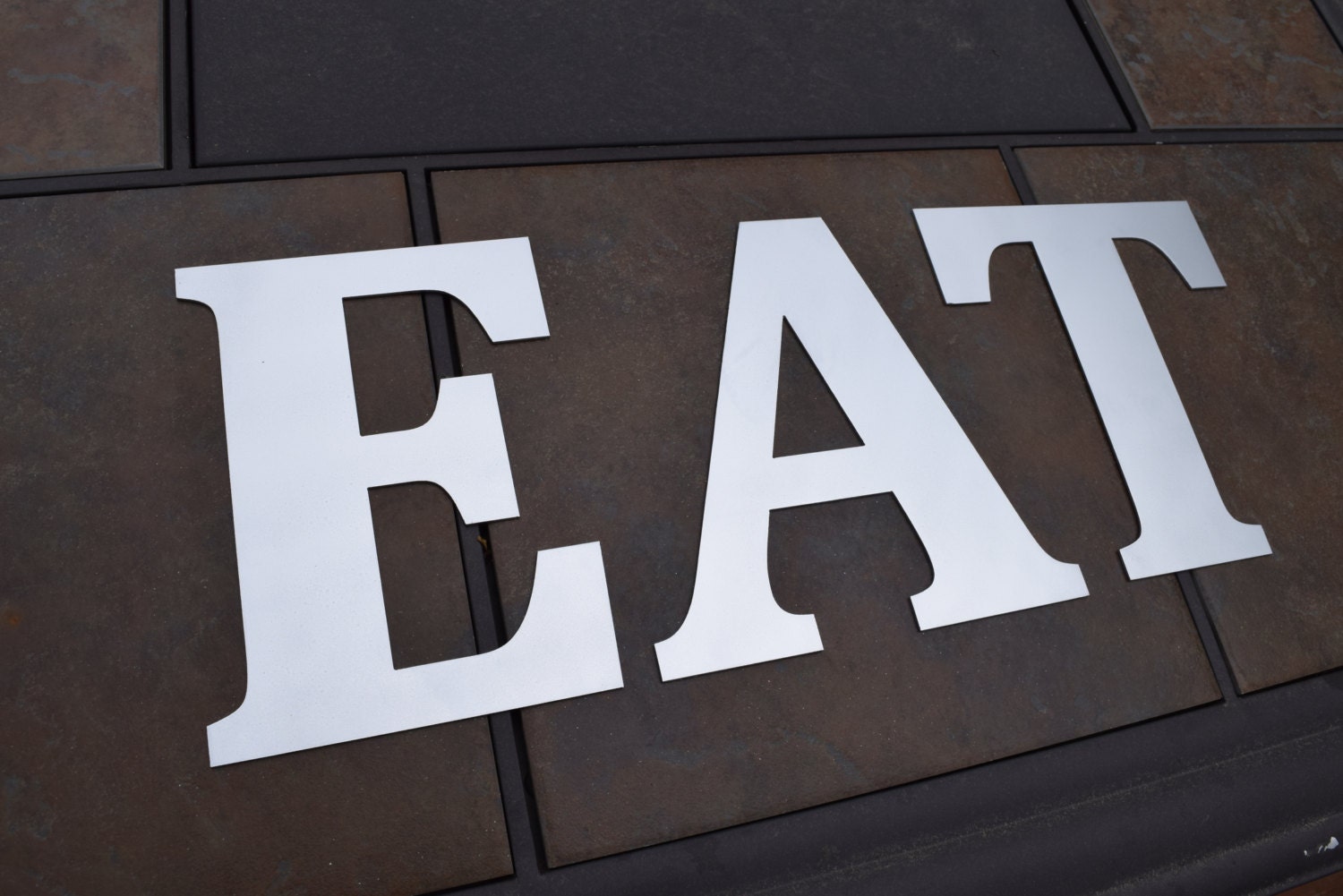 Metal EAT Letters Metal Sign Rustic Art Metal Name Sign Custom