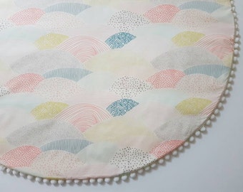 Baby Play Mat, Round Play Mat, Meadows, Quilted Play Mat, Tummy Time Mat, Modern Nursery, Nursery Decor-Play Rug, Art Gallery Fabric