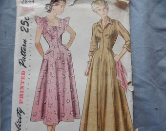 Vintage (c 1950) Simplicity 2844 Sz 12 (30/25/33) Misses'/Women's One Piece Housecoat and House Dress