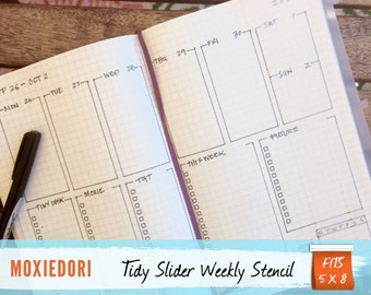 Tidy Slider Bullet Point Journal Stencil, Fits 5X8 journals such as Moleskine and Leuchtturm