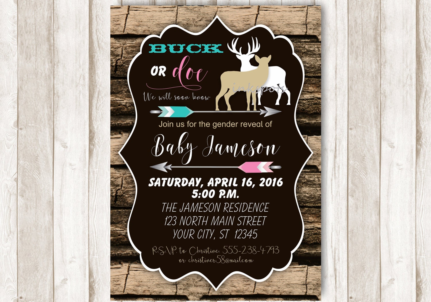 Rustic Gender Reveal Gender Reveal Invite Gender Reveal