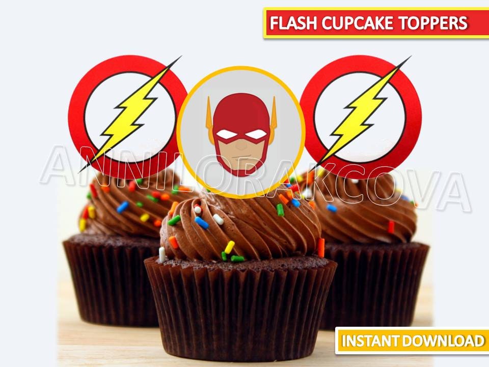 The Flash Cupcake Toppers/ The Flash Printables/ Superhero/
