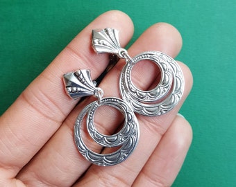 Deadstock Spanish hoop clip on earrings - silver