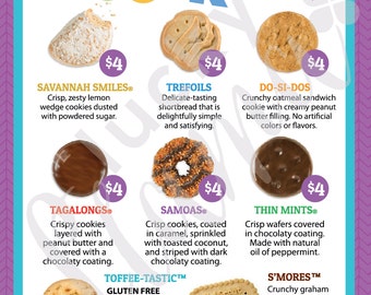 Girl Scout Cookie Menu with prices 8.5 x 11 - printable