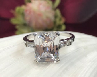 4.00 CTW Radiant Cut Engagement/Wedding/Anniversary/Promise Solitaire Ring 14K White Gold + FREE Gift Item #4551