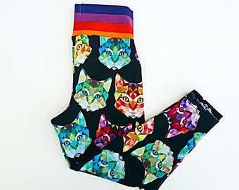Baby Cat Leggings, Cat Leggings, Toddler Leggings, Girl Leggings, Yoga Pants, Cat Pants, Kitty Print, CPSC Compliant, Kitty Clothes, Rainbow