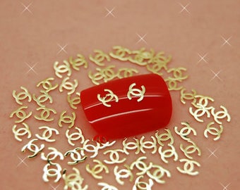 50 PCs gold metal Chanel 3D Nail Art Nail Art Decoration nail stickers nail decal