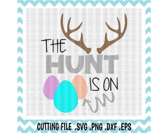 Easter Svg, The Hunt is On, Easter Egg, Deer Antler,Svg, Dxf, Eps, Png, Cutting Files For Silhouette Cameo and Cricut, Svg Download.