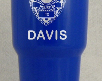 Police Patrolman Yeti RTIC custom engraved personalized with name and town 20 30 colster