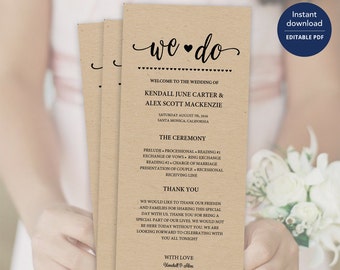 Rustic Wedding Program Template, Rustic Wedding,Program, Program Template, Wedding Program, Ceremony Program,Program, Wedding Programs