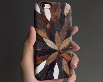Nature leaves iPhone 6s case, iPhone 7 case, iPhone 6 plus case, iPhone 6s Plus case, iPhone 5s case, SE case, tough case, white brown T652