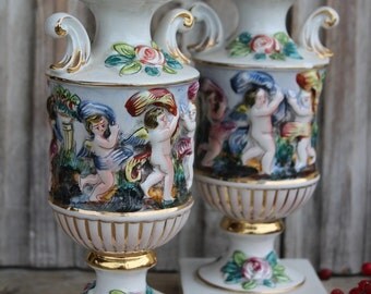 Vintage Capodimonte Porcelain Vases
