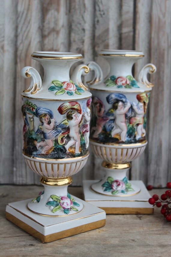 Vintage Capodimonte Porcelain Vases